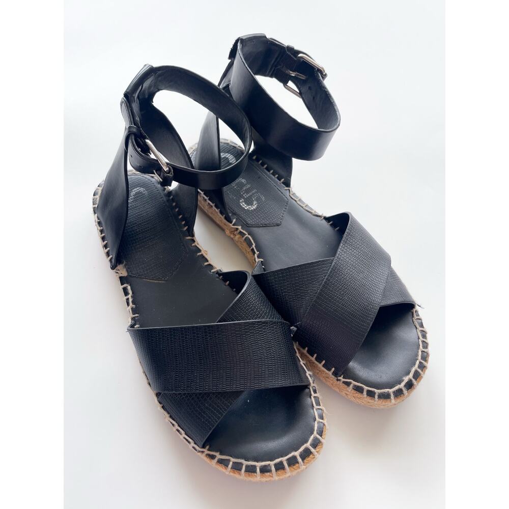 Circus by Sam Edelman Black Leather Espadrille Sandals Size Women's 9 - Picture 1 of 6